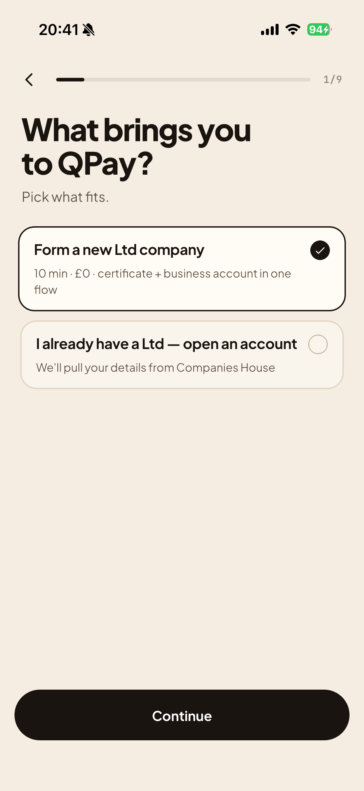 QPayments app screen
